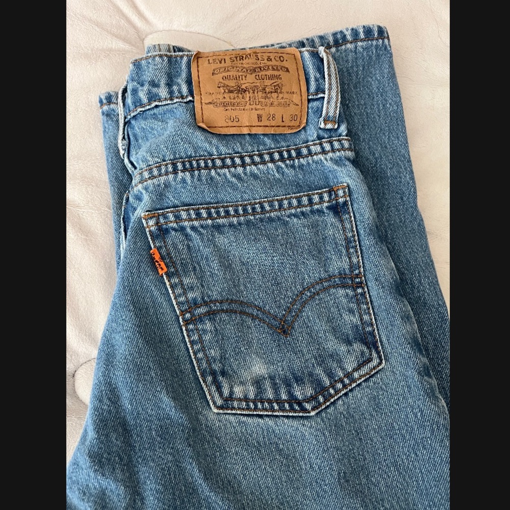 Levi's vintage orange tab straight leg blue jeans